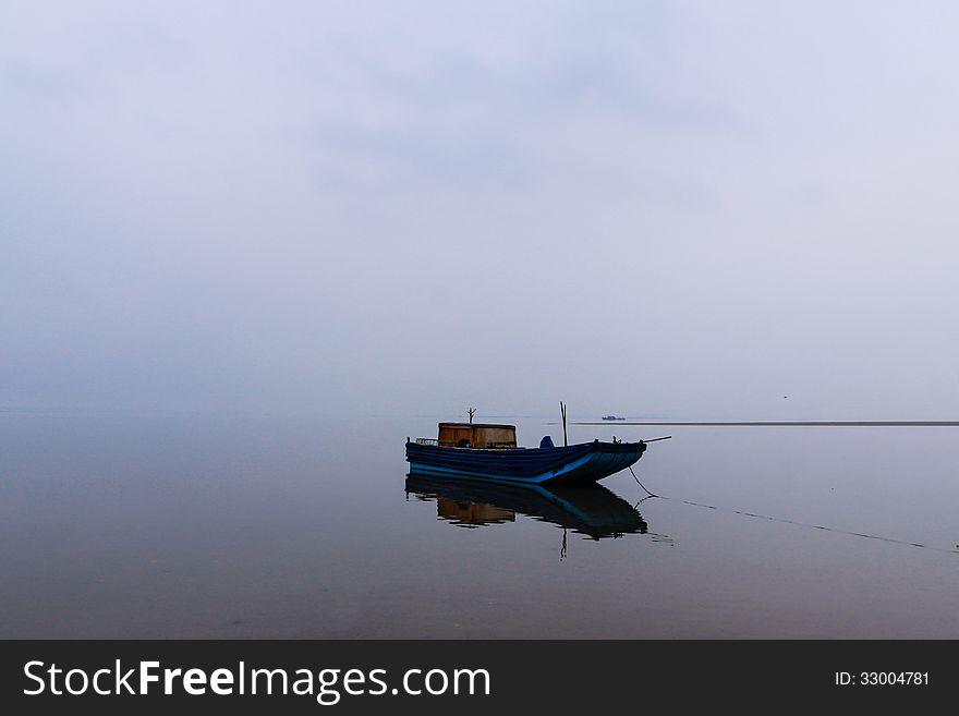 Boat on the Tra Co beach, Quang Ninh province, north Vietnam. Boat on the Tra Co beach, Quang Ninh province, north Vietnam