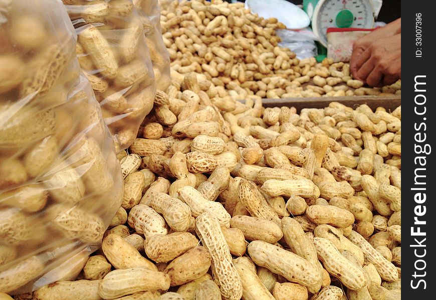 Boiled peanuts background,kind of Thai sweetmeat, is a popular form of street food in Thailand