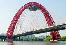 Modern Cable-stayed Bridge In Moscow Royalty Free Stock Photos