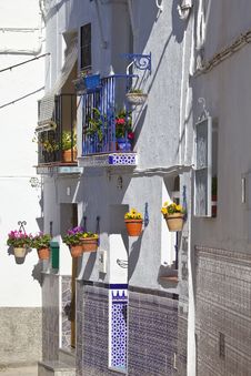White Village Street Scene, Andalusia, Spain Stock Photo White Village Street Scene, Andalusia, Spain Stock Photo