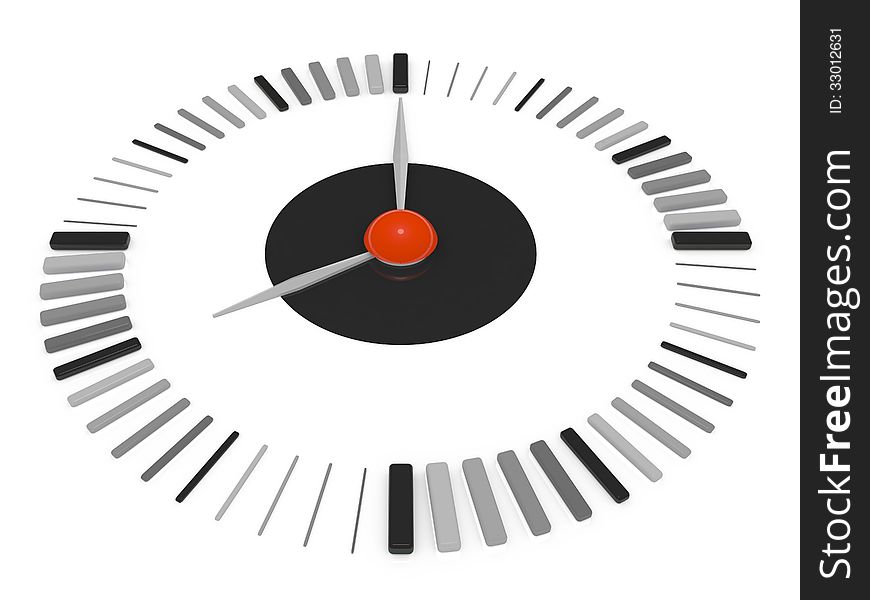 Isolated black clock, three-dimentional