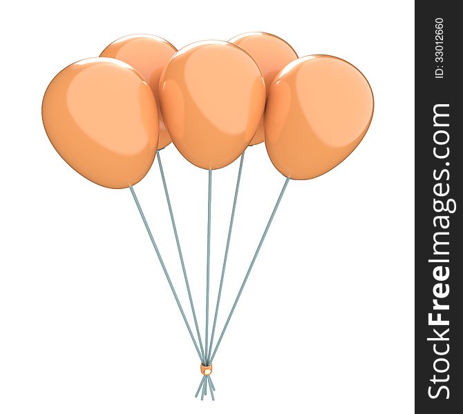 Five isolated air balloon, three-dimensional