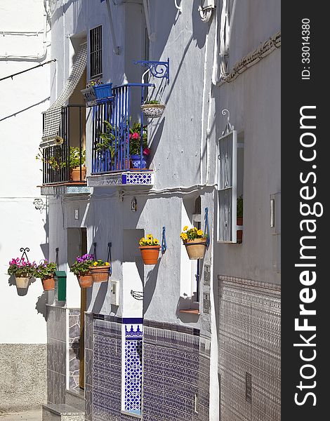 White Village Street Scene, Andalusia, Spain