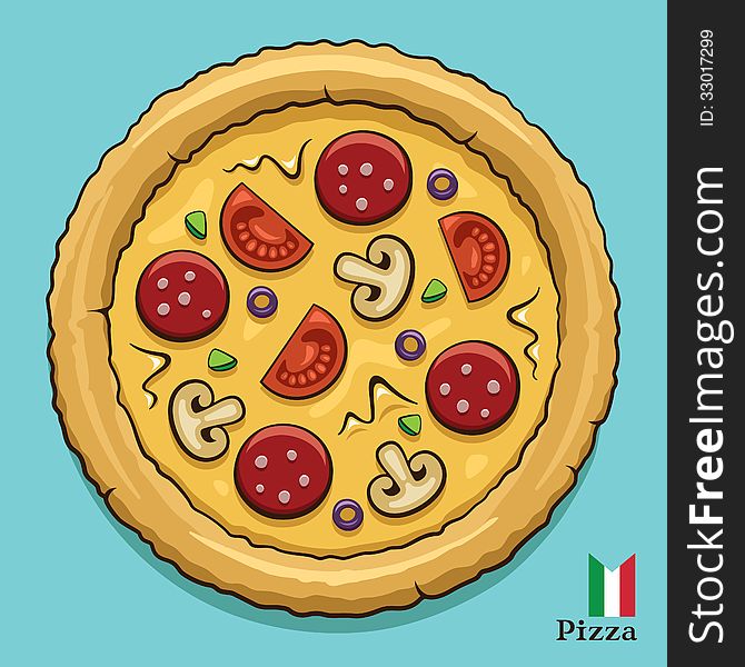 Illustration of a tasty pizza. Illustration of a tasty pizza