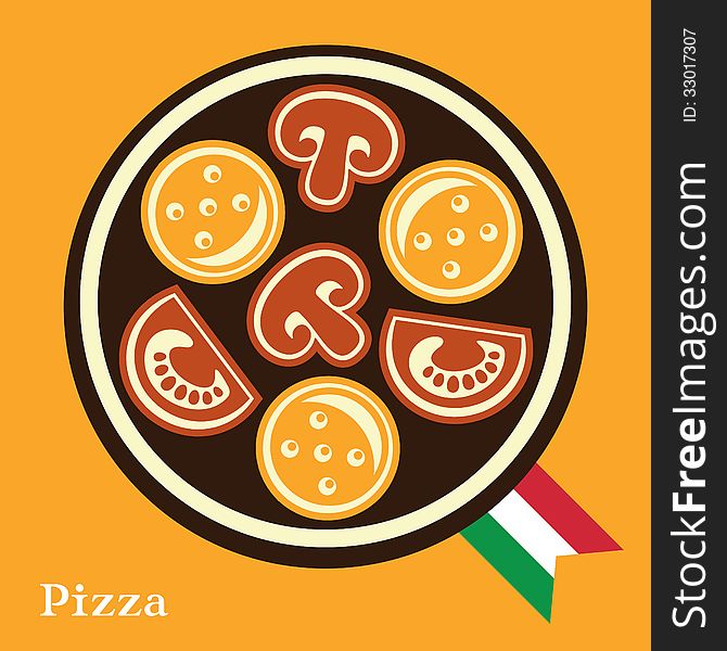 Pizza, abstract vector illustration for your design. Pizza, abstract vector illustration for your design