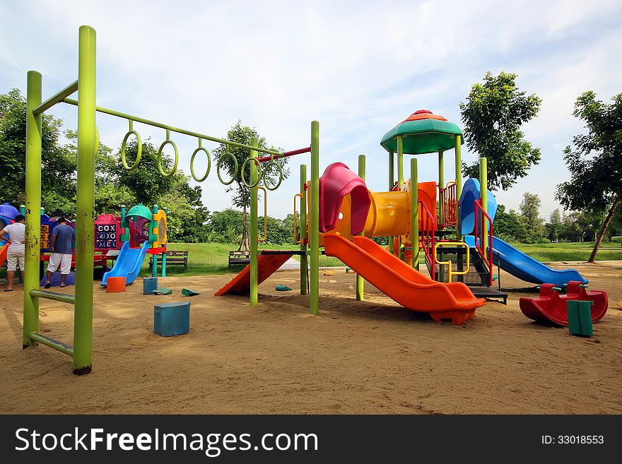 Colorful children playground in the park