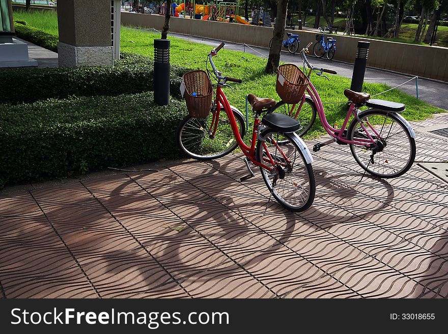 Bicycle parking in the park