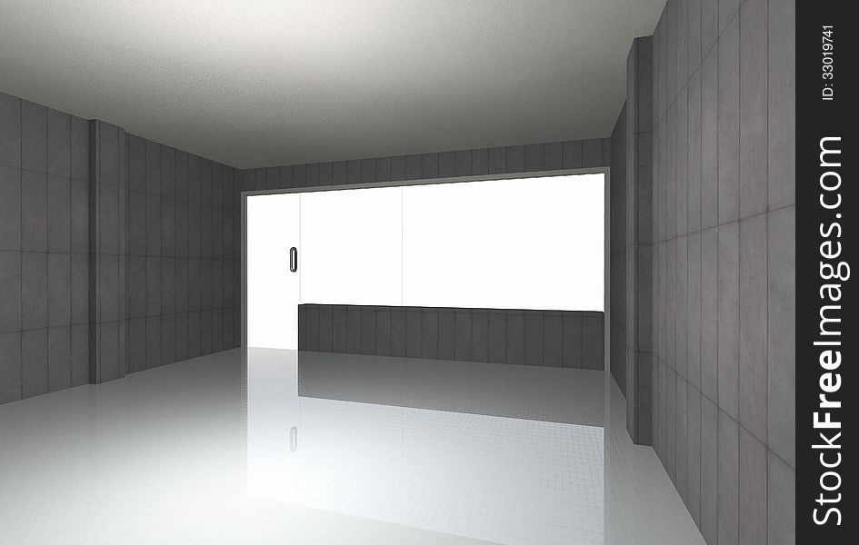 Empty bare concrete room , 3D rendering