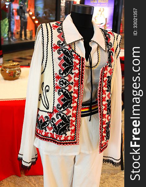 Romanian peasant costume for men worked hand embroidery