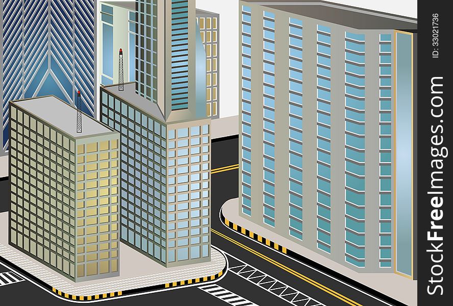 Illustration cityscape downtown cartoon background