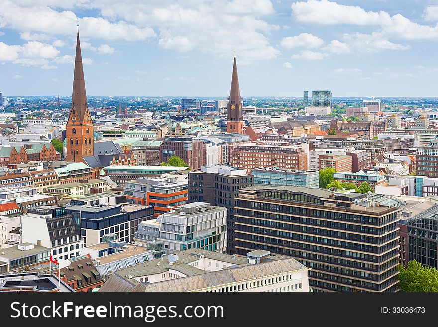 Cityscape of Hamburg in a summer day