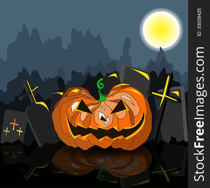 Dark grungy halloween background with orange scary