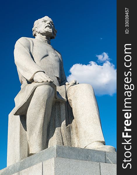 Statue of Konstantin Tsiolkovsky, the precursor of astronautics, in Moscow, Russia