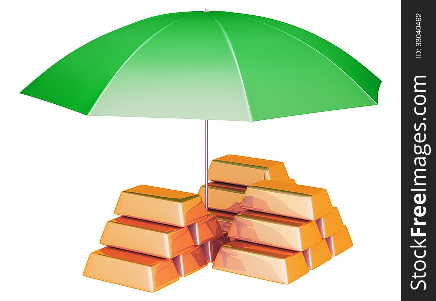 Umbrella protects gold bars