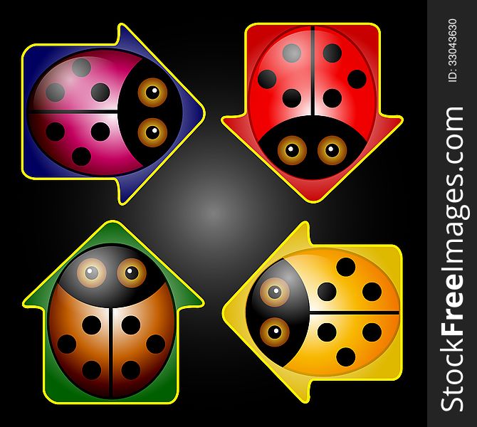 Arrows on the Buttons with LadyBugs. Arrows on the Buttons with LadyBugs