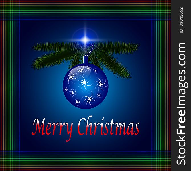 Blue Merry Christmas Greeting Card. Blue Merry Christmas Greeting Card