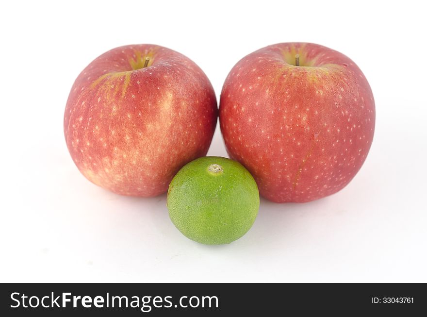 Lime And Apple Isolated On White