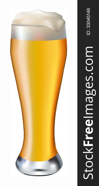 Beer in glass objects on white background vector