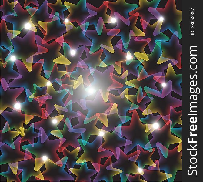Abstract rainbow stars background with lights. Abstract rainbow stars background with lights