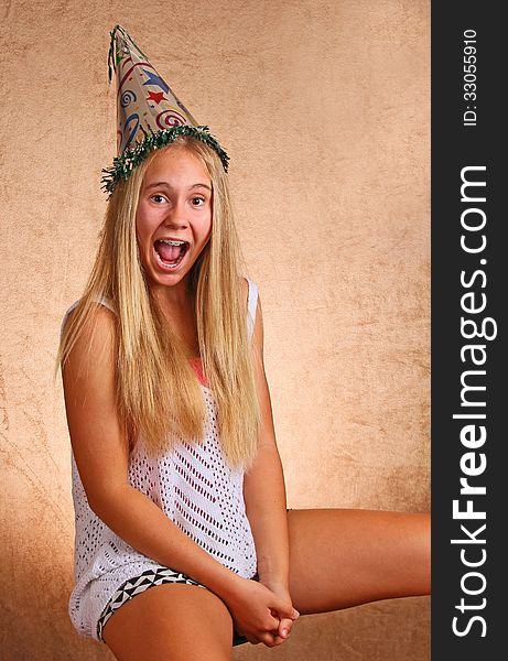 Girl With Birthday Hat