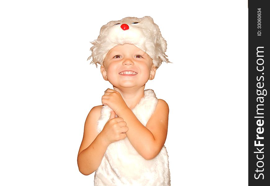Boy dressed as a rabbit and laughter, new year, birthday. Boy dressed as a rabbit and laughter, new year, birthday