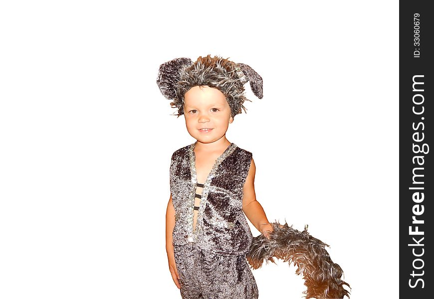 Boy at a party dressed as a wolf, new year, birthday