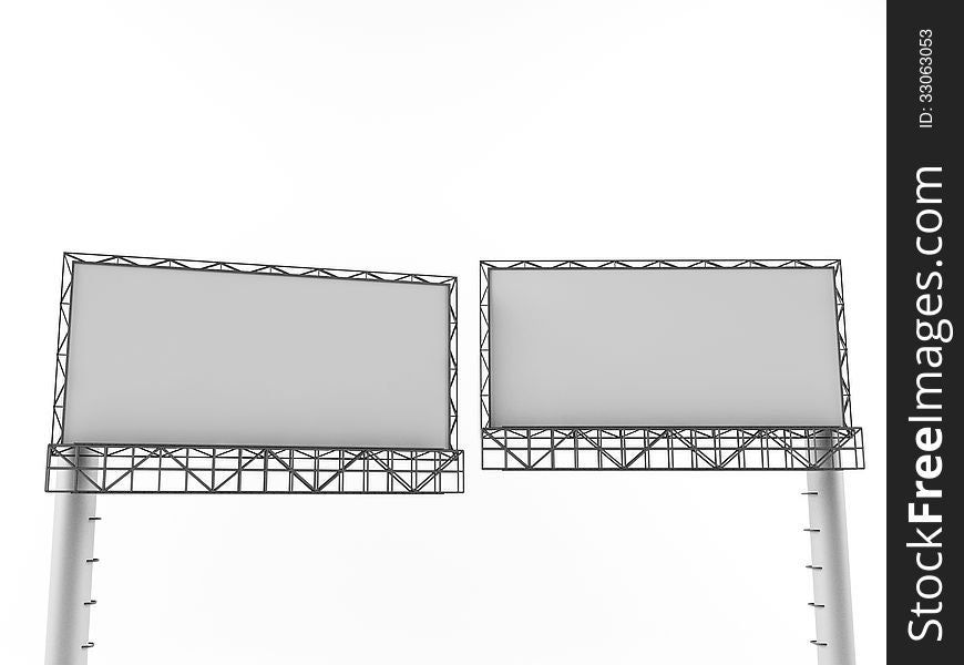 Two blank billboards for advertising in 3d