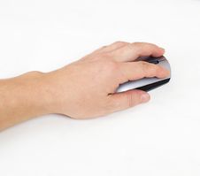 Hand Holding Computer Mouse Stock Images