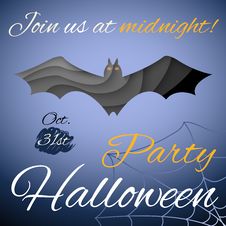 Halloween Party Poster. Dark Paper Bat. Vector Royalty Free Stock Photo Halloween Party Poster. Dark Paper Bat. Vector Royalty Free Stock Photo