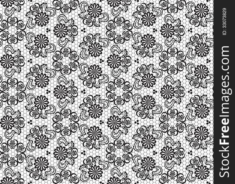 Seamless black lace floral pattern