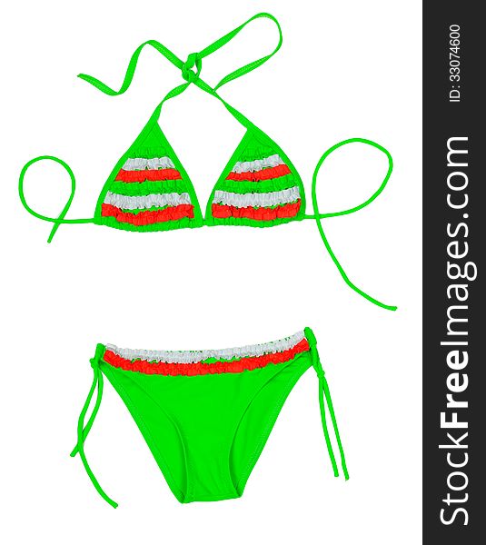 Green with red insert fashionable swimsuit