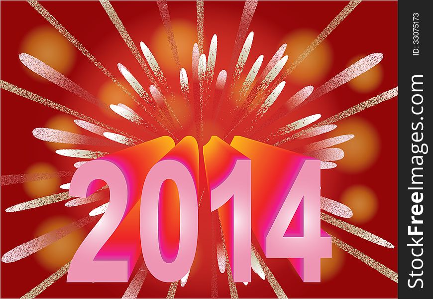 New Year 2014 holiday background with fireworks