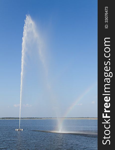 Rainbow on the water fountain in Ukraine. Rainbow on the water fountain in Ukraine
