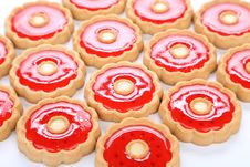 Lot Of Strawberry Biscuits. Stock Images