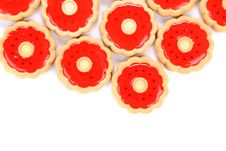 Lot Of Strawberry Biscuits. Royalty Free Stock Image