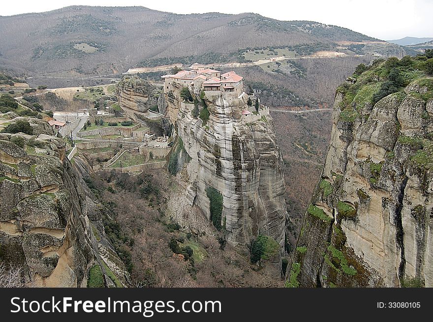 The big complexe Meteora in the winter. The big complexe Meteora in the winter