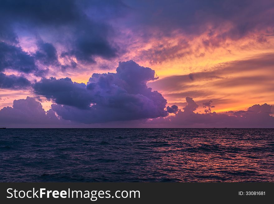 Nature composition of sunset at sea