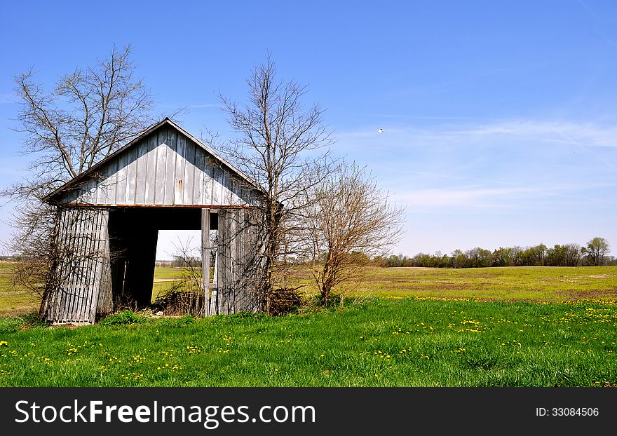 Barn tipping background - Rural Indiana