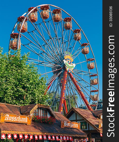 Big wheel on festival with blue sky. Big wheel on festival with blue sky