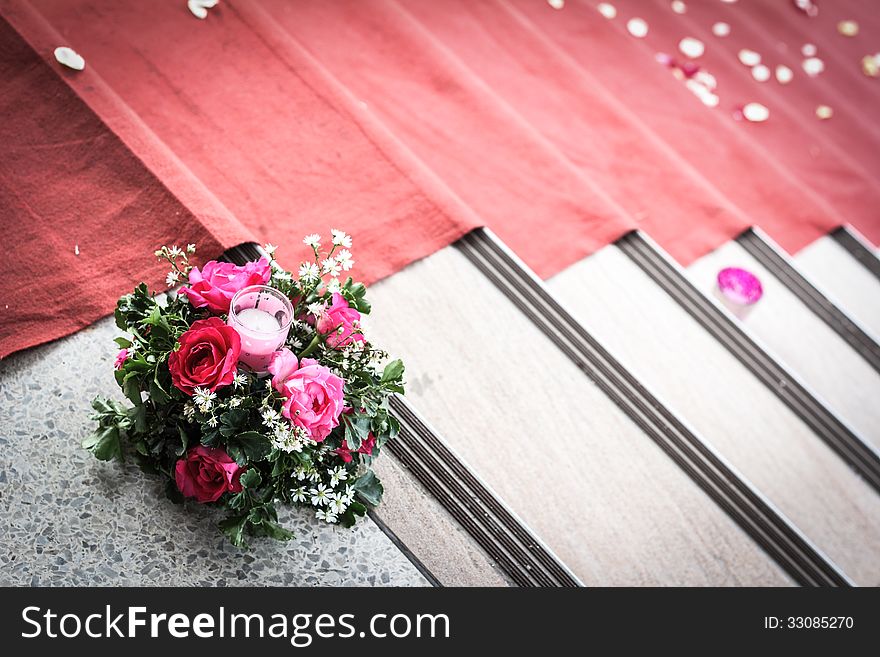 The red carpet and flower. It's the way to wedding ceremony. The red carpet and flower. It's the way to wedding ceremony