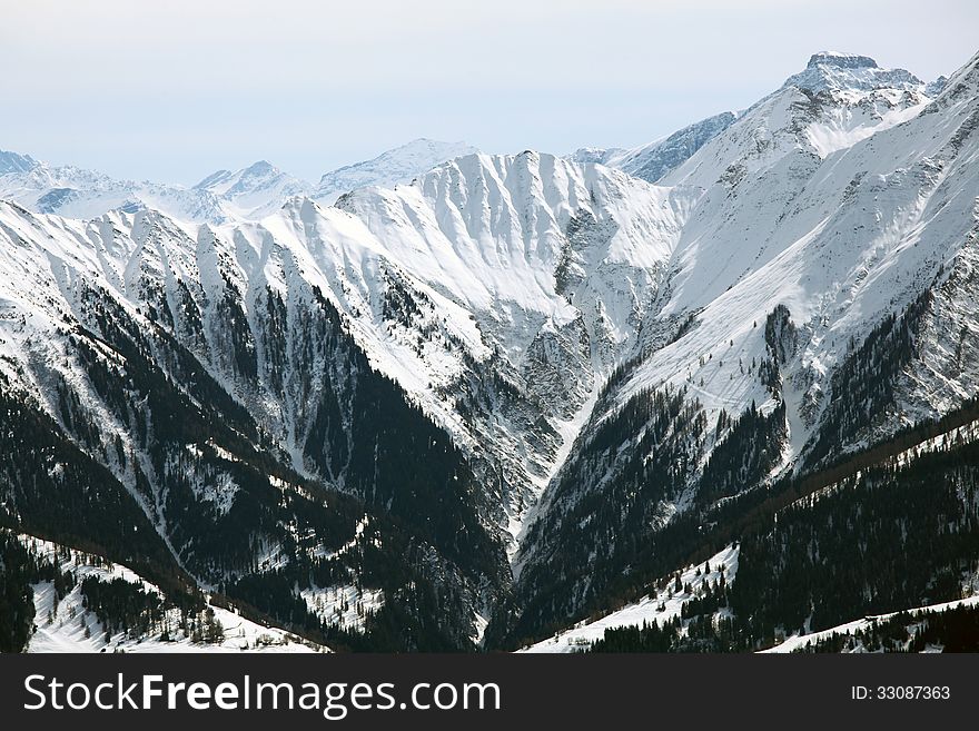 Swiss Alps Winter Panorama near Laax