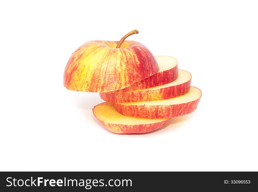 Sliced apple on white background. Sliced apple on white background