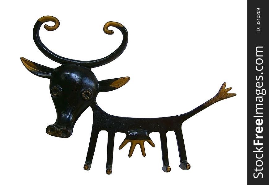 Iron cow for interior isolated on white background