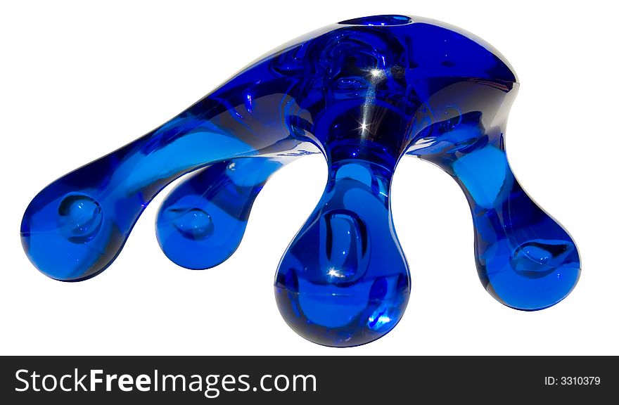 Glass blue masseur with clipping path. Glass blue masseur with clipping path