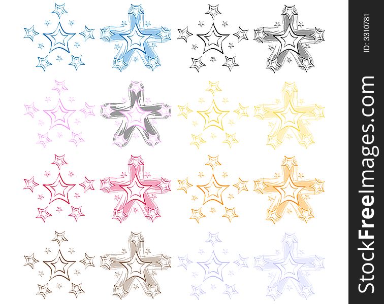 Star shaped designs in various colors. Star shaped designs in various colors.