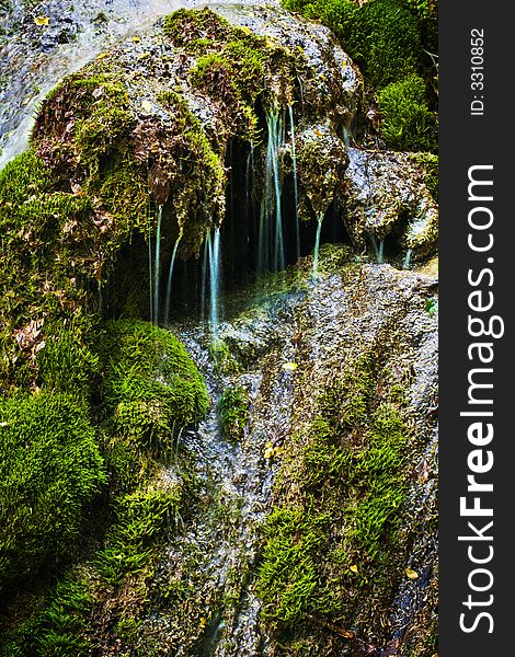 The beautiful waterfall in forest, spring,  long exposure