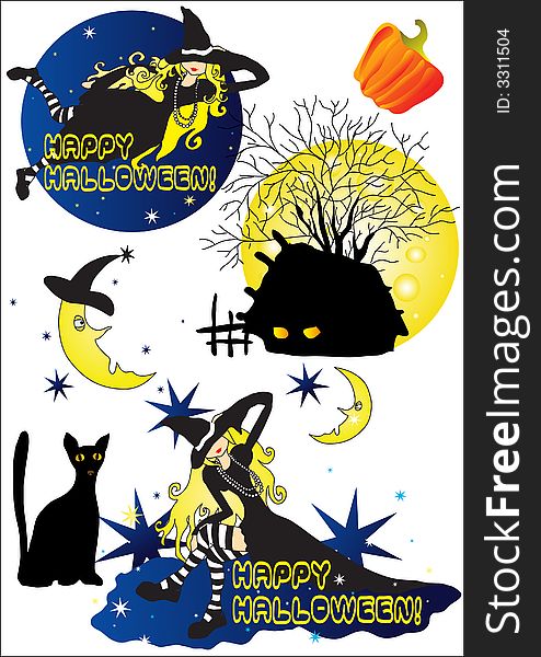 Set of Halloween designs and elements. Set of Halloween designs and elements