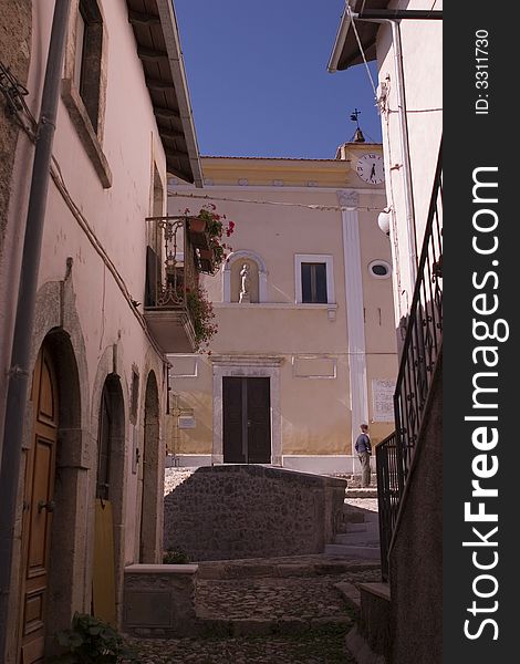 Street of Middle Ages italian village: Marano. Street of Middle Ages italian village: Marano