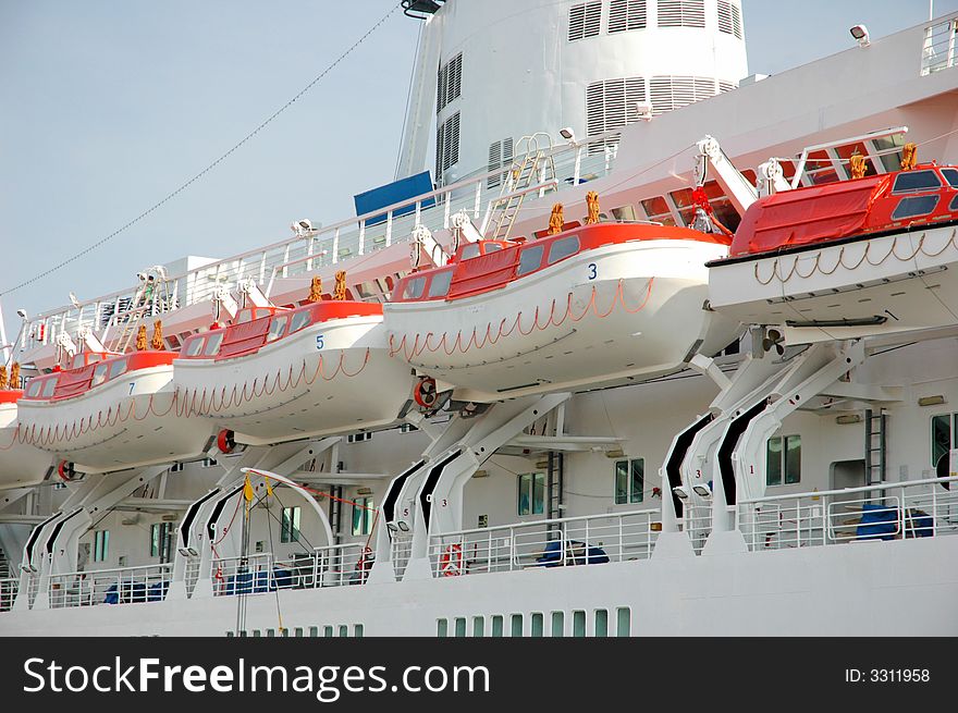 Moored cruise ship at a port