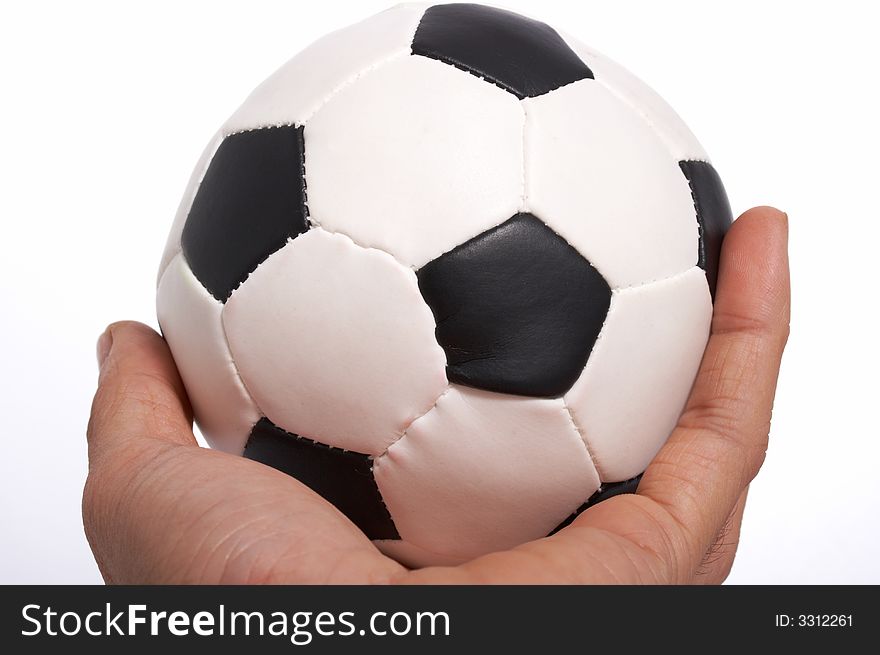 A  soccer ball over a white background